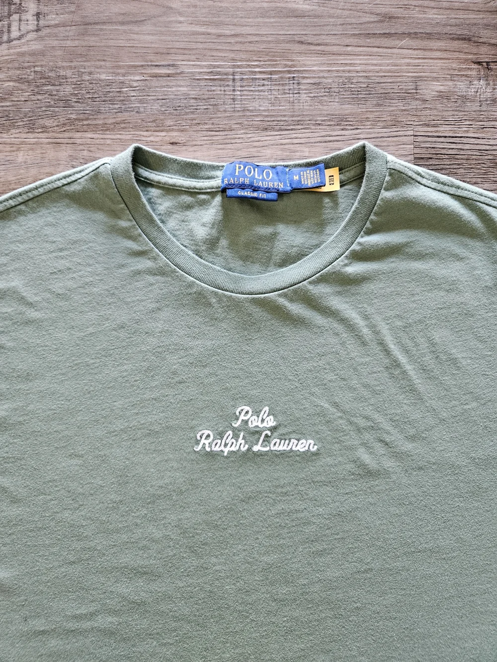 Polo Ralph Lauren Chain Stitch Script Logo Sage Green Classic Fit T-Shirt